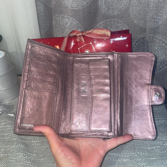 Chanel purple and silver irridescent trifold wallet. Serial sticker still Intact - Picture 4 of 7